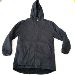 PINK Victoria's Secret Softshell Fleece Jacket Hoodie Black Winter Long Line XS